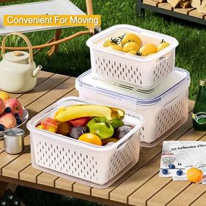 Gran oferta de contenedores frescos, contenedores rectangulares, caja de almacenamiento de frutas y verduras, organizador para refrigerador, cesta de tensión de PP para alimentos - Product Image 2