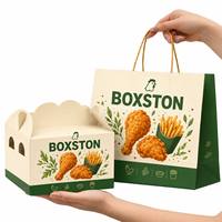 Caja Ecológica de Kraft para Pollo Frito, Caja Desechable Personalizada para Hamburguesas, Muslos de Pollo, BBQ para Llevar, con Laminación Mate, Relieve y Esponja
