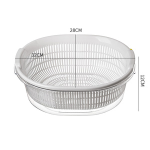 Double Layer Kitchen <b>Colander</b> 32Cm White <b>Plastic</b> Vegetable Fruit Washing Basket Strainer Sink Drain Basket For Food Prep - Product Image 1