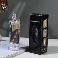 Bougie pilier LED transparente imprimée pour Halloween, à piles, avec effet de flamme vacillante en cristal, pour la décoration de table de fête