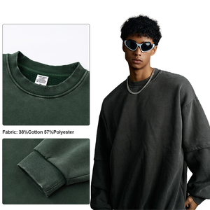 High Quality Men s Distressed Sweatshirt Cotton 360 Grams Heavy Custom Logo <b>Fleece</b> Crew Neck Sweatshirt - Product Image 3