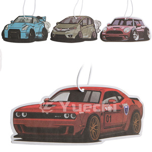 Yuechi JDM impression Logo meilleurs cadeaux promotionnels papier suspendu personnalisé désodorisant d'air de voiture pour voiture jasmin thé vert parfumé - Product Image 4