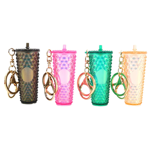 Mini Plastic Cup Keychain Water Glass Pendant Charm for Cup&other decoration