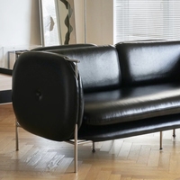 Canapé d'appoint en cuir LC antique, design rétro Bauhaus, mobilier d'hôtel et d'appartement avec acier inoxydable pour salon
