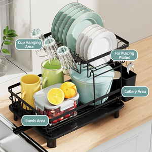 Escurridor de Platos Desmontable de 2 Niveles para Encimera de Cocina con Bandeja de Drenaje - Product Image 3