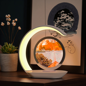 Nuova pittura a sabbia fluente lampada da tavolo ricarica Wireless USB ricarica regalo 3D ornamento a clessidra comodino ambiente LED <span class=keywords><strong>notte</strong></span> 7 camera - Product Image 2