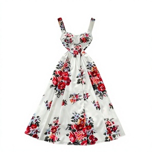 Floral Print Floor-Length Ball Gown <b>Dress</b> Sleeveless Sweetheart Neck Empire Waist Chiffon Party <b>Summer</b> Elegant Women's <b>Dress</b> - Product Image 2