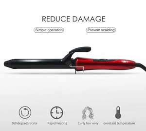 Rizador cónico de flor de pera esmaltada de cerámica roja al por mayor de fábrica, rizador de pelo casero de 9-38mm, herramientas de estilismo MCH de temperatura LCD - Product Image 3