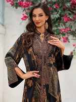 Robe Abaya musulmane élégante brodée, imprimé floral, robe de soirée Abaya de Dubaï, vêtements islamiques, robe Abaya arabe pour femmes