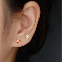 Kustom manis lucu warna-warni Enamel bunga sekrup manik anting Stud untuk wanita tren Romantis 925 Sterling perhiasan bunga perak