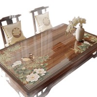 Nouveau tapis de table à manger/à café en PVC de style chinois, transparent, souple, imperméable, résistant à l'huile, résistant à la chaleur, lavable, sans motif, fabriqué en Chine