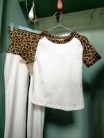 Vêtements tendance pour femme, imprimé léopard, ensemble de deux pièces, vêtements de détente d'été, manches raglan, taille pliable, pantalon long, coton respirant, élasthanne