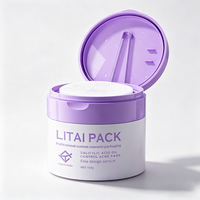 Botol Plastik Bulat PP 100ml 200ml Custom untuk Kapas Perawatan Kulit dengan Penjepit untuk Masker Mata, Toner, Penghapus Makeup, dan Kapas Pembersih