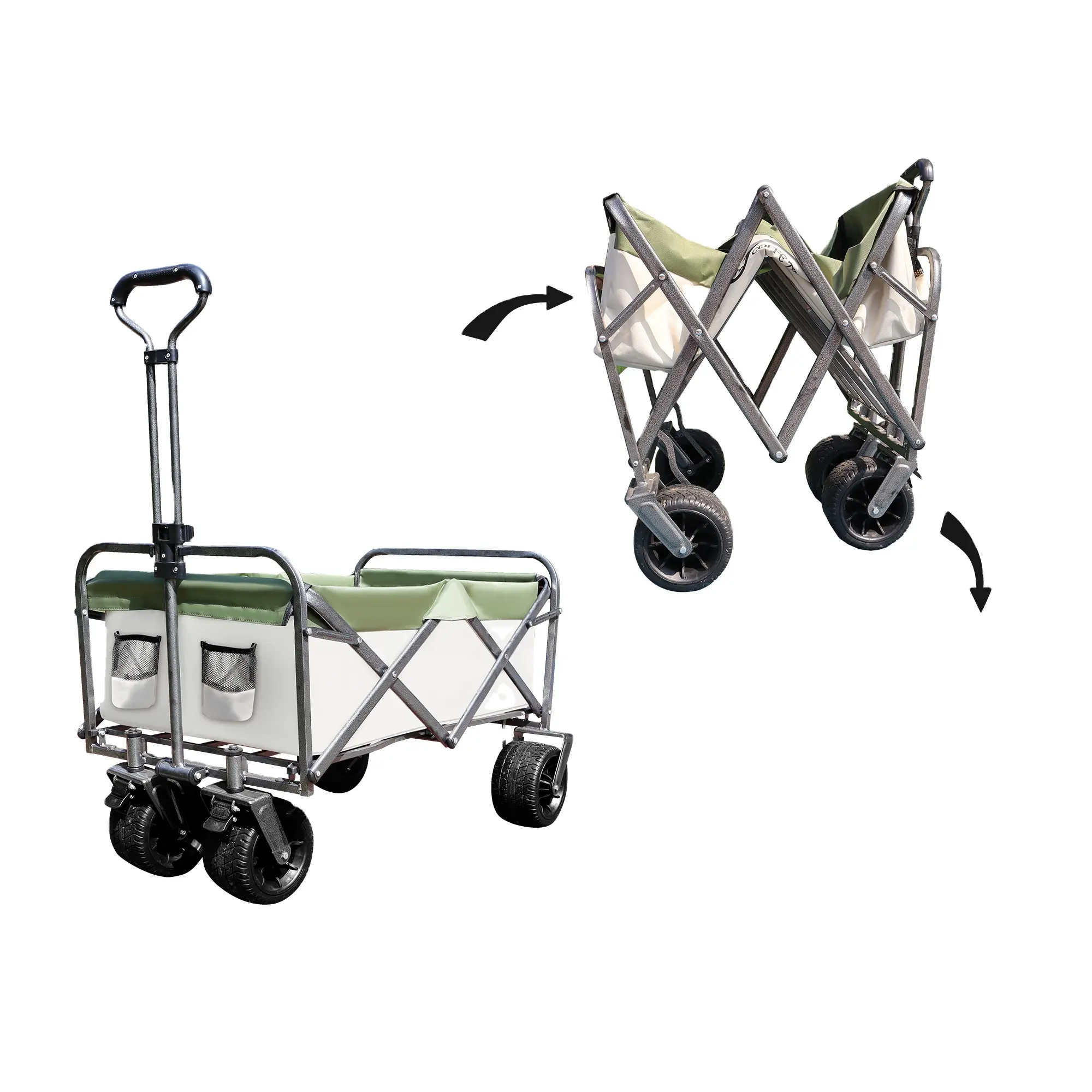 Outdoor Camping and mountaineering equipment folding wagon folding trolley Utility Wagon With Big Wheels Adjustable Portable