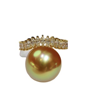 Anillo de Diamante Natural de Ojo de Caballo de 12.2mm, Diseño de Corona Impecable con Cuentas de Oro, Comparable a los Anillos Finos de Arcoíris de Agua de Mar - Product Image 5