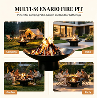 Brasero d'extérieur carré moderne en acier Corten, robuste et portable, pour jardin, patio et camping