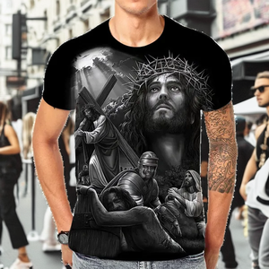 พระเยซูคริสต์เสื้อยืดผู้ชายผู้หญิงลำลองทอระบายอากาศได้เป็นมิตรกับสิ่งแวดล้อมแฟชั่นฤดูร้อนฮาราจูกุสตรีทแวร์เสื้อยืดขนาดใหญ่ - Product Image 5
