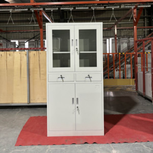 Nhà Văn phòng nửa Kính Swing cửa Tủ hồ sơ kim loại dọc Tủ hồ sơ, Tủ lưu trữ với ngăn kéo kim loại - Product Image 1