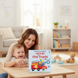 Livre interactif personnalisé à 5 boutons sonores sur le thème des camions de pompiers – Sonneries de véhicules de secours à activer par pression – Pages en carton – OEM - Product Image 1