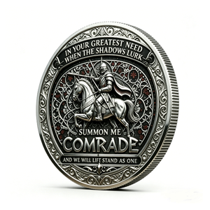 Pièce commémorative personnalisée des Templiers, en argent vieilli 3D, moulée sous pression, impression offset ronde, cadeau souvenir - Product Image 2