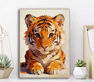 Pintura Acrílica de <span class=keywords><strong>Tigre</strong></span> Bebé con Números para Niños y Adultos, Impresión Digital DIY, Decoración Moderna para el Hogar, <span class=keywords><strong>Lienzo</strong></span> Enmarcado Ecológico - Product Image 2