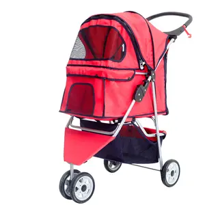 Lichtgewicht Opvouwbare Kinderwagen Hond Kat Konijn Gemakkelijk Lopen Huisdier Trolley Drager Met Wielen