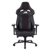 Chaise de jeu ergonomique pivotante 4D en cuir PU de luxe personnalisée avec accoudoirs réglables, vérin à gaz 3 positions, design moderne - JR RACING