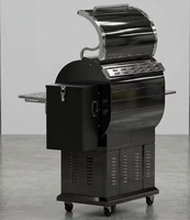 Grand barbecue à granulés en acier avec chariot pour la cuisson, le fumage et la grillade de la viande dans une cuisine extérieure