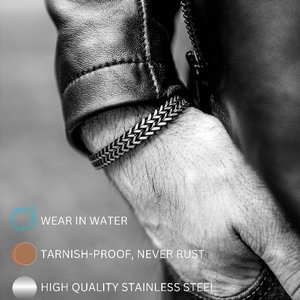 Pulsera de acero inoxidable para hombre, pulsera de cadena gruesa de acero inoxidable, accesorio elegante y moderno para hombre - Product Image 3
