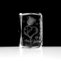 Offre Spéciale saint valentin Rose cristal carré avec interrupteur Base veilleuse boule de cristal boule de verre romantique mode amoureux cadeau