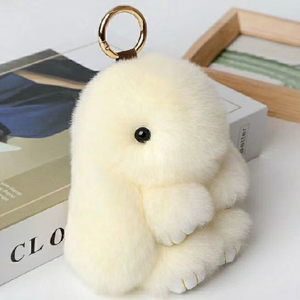 Llavero de Peluche de Conejo Blanco Esponjoso QYS, Colgante Suave de Conejito para Bolsa, Adorno Decorativo para Coche, Para Todas las Estaciones - Product Image 2