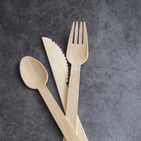 Ensemble de couverts jetables en bambou écologiques personnalisables de 140 mm, cuillères biodégradables, y compris couteau et fourchette, pour pique-niques et camping