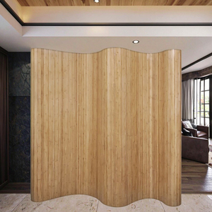 Panneaux d'écran de séparation de pièce sur pied en bambou naturel style ondulé mobile pour les salons, les hôtels et la décoration intérieure - Product Image 2