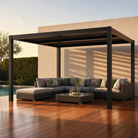 Pergola moderne en aluminium avec toit à lames orientables, structure rétractable thermolaquée, gazebo ouvrant pour balcon extérieur, jardin, protection solaire