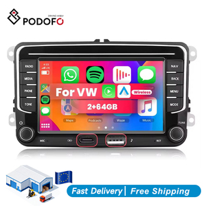 Autoradio Android Podofo 7'' 2+64 Go, Carplay, GPS, WiFi, USB Type-C pour VW/PASSAT/SKODA/POLO/GOLF/SEAT, stéréo DSP - Product Image 1