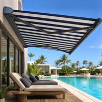 Ventes chaudes - Auvent de luxe avec cadre en aluminium bloquant les UV, avec télécommande, pour balcon et espace de vie extérieur