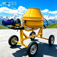 Bétonnière mobile à moteur diesel de 5 kW, robuste, 4 roues, tambour inclinable, haute efficacité, à vendre