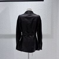 Manteau en cuir pour femme, style trench, simple boutonnage, en peau de mouton importée, avec ceinture, personnalisable en usine, toutes saisons, usage quotidien