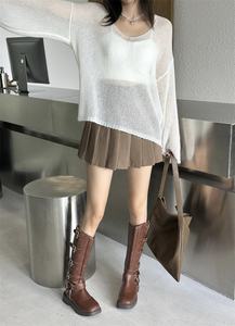 Doux <span class=keywords><strong>fait</strong></span> à la <span class=keywords><strong>main</strong></span> Mohair gluant Ma Haimao femmes décontracté col <span class=keywords><strong>en</strong></span> v <span class=keywords><strong>pull</strong></span> haut Micro Transparent pour le printemps et l'automne - Product Image 6