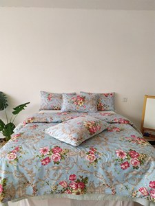현대 인쇄 식물 패턴 퀸 사이즈 300tc 면 침대 시트 세트 전체 침구 올 시즌 웨딩 6 피스 키트 - Product Image 6