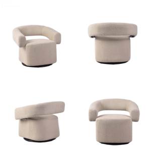 Poltrona Girevole CARLFORD in Stile Nordico, Beige, per Soggiorno e Salotto - Product Image 3