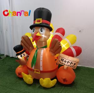Pavo Inflable de Acción de Gracias con <span class=keywords><strong>Calabaza</strong></span> y Luces LED, Decoración Inflable para Jardín Exterior para Festivales - Product Image 3