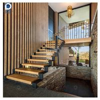 Escalier intérieur moderne préfabriqué Prima Factory, à poutre simple, de luxe, en métal, escalier droit à poutre simple personnalisé