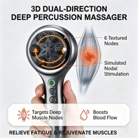 Masseur à percussion des tissus profonds, double tête pivotante, masseur manuel, masseur anti-cellulite haute fréquence