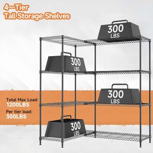 MZG Organizador de Almacenamiento Duradero para Cocina y Despensa, Sistema de Estanterías de Alambre de 4 Niveles en Negro Mate, DIY - Product Image 2