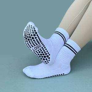 Vớ chất lượng cao OEM có phần bo chun chống trượt dành cho nữ, thanh thiếu niên, tập Pilates, Yoga, chất liệu Spandex/<span class=keywords><strong>Polyester</strong></span>/Cotton, số lượng đặt hàng tối thiểu thấp, mùa thu - Product Image 2