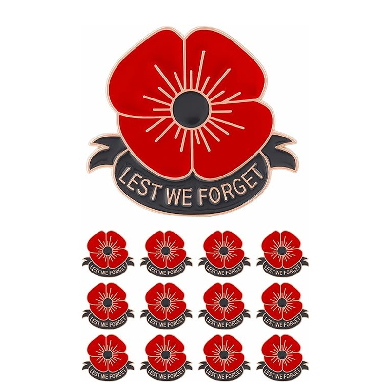Veterans Never Forget Poppies Remembrance Pins Military Pin