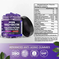 Complément Antioxydant NAD+Plus Collagène Resvératrol Contenant du Nicotinamide Ribose et de la Vitamine, Gummies de Biotine pour Soutenir la Production Naturelle de NAD