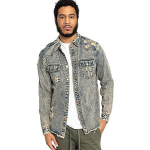 Custom <b>Men</b> Clothing Fashion <b>Denim</b> Distressed <b>Jacket</b> <b>for</b> <b>Men</b> Stylish Coats Zip up <b>Jacket</b> With Back Printing Unisex <b>Denim</b> <b>Jacket</b>. - Product Image 2