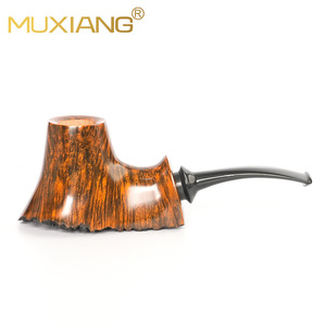 Muxiang Handmade Briar Wood Smoking Pipe Bent Type 3mm Filter Tobacco Pipe For Men - Product Image 1